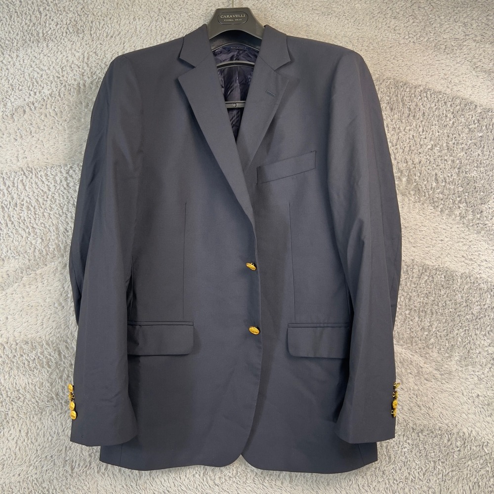 Brooks Brothers Fitzgerald Loro Piana Navy Blazer Gold Buttons Flaws Hole 43R